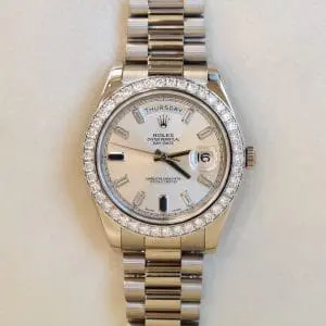 Pre-Owned Rolex Day-Date II 41mm White Gold with Diamond Dial President 218349