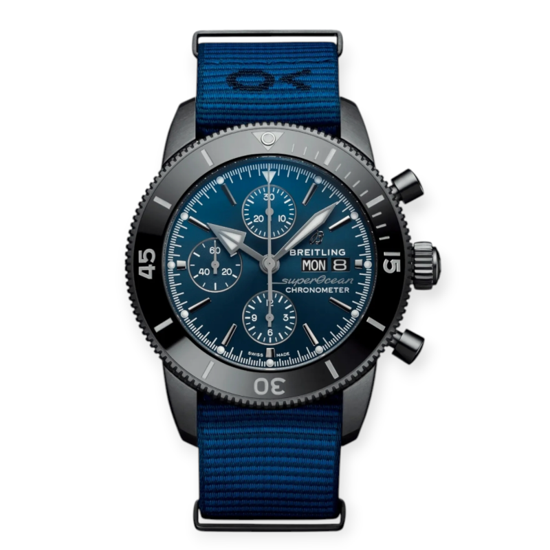 Pre-Owned Breitling SuperOcean Heritage Chronograph 44mm Outerknown DLC-Coated Stainless Steel Blue Dial M133132A1C1W1
