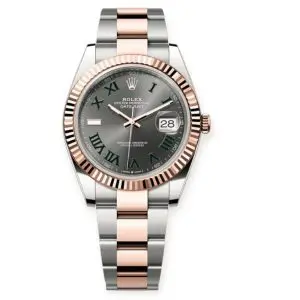 Pre-Owned Rolex DateJust 41mm Stainless Steel & Rose Gold Wimbledon Dial Fluted Bezel Oyster Bracelet 126331