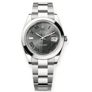 Pre-Owned Rolex DateJust 41mm Stainless Steel Wimbledon Dial Smooth Bezel Oyster 126300