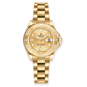 Pre-Owned Rolex Yacht Master 35mm Full Yellow Gold Champagne Dial Oyster Bracelet 168628