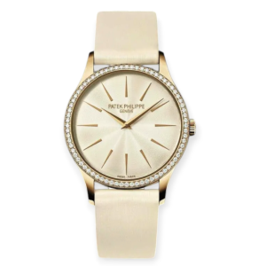 Pre-owned Patek Philippe Calatrava Diamond Cream Dial Ladies Watch Rose Gold 33mm 4897R-010