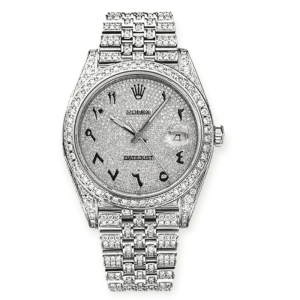 Pre-Owned Rolex DateJust Stainless Steel 41mm Paved Diamond Arabic Dial Afterset Jubilee126300
