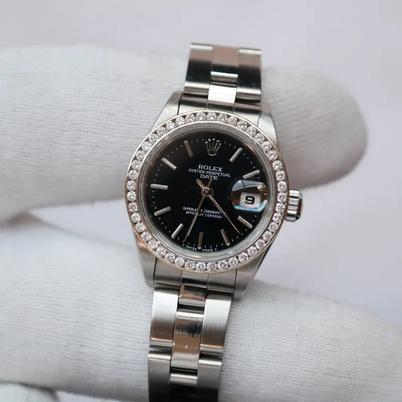 Pre-owned Rolex DateJust  Stainless Steel 26mm Black Dial 69160