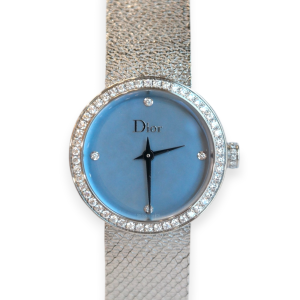 Pre-owned Dior La D de Dior Blue-Diamond Dial 25mm Quartz CD047111M004