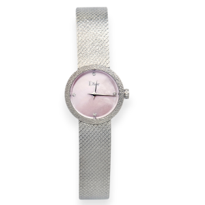 Pre-owned Dior La D de Dior Satine Pink MOP 25mm Quartz CD047112M002