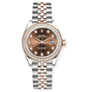 Pre-Owned Rolex DateJust 28mm Steel & Rose Gold Chocolate Diamond-Set Dial  279381RBR