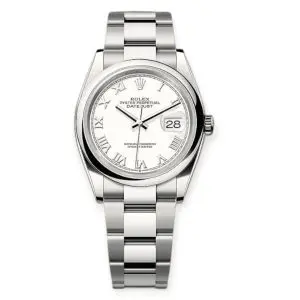 Pre-owned Rolex DateJust 36mm Stainless Steel White Roman Dial Oyster 126200