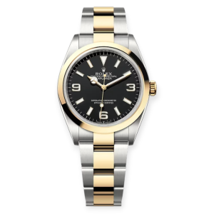 Pre-owned Rolex Explorer 36mm Black Dial Steel & Yellow Gold Oyster 124273