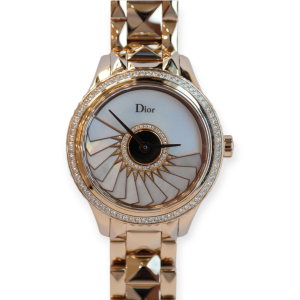 Pre-owned Dior VIII Grand Bal "Plisse Soleil" 36mm Rose Gold CD153B70M001