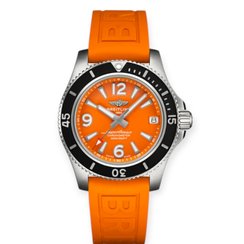 Pre-Owned Breitling Superocean 36mm Stainless Steel Orange Dial A17316D71O1S1