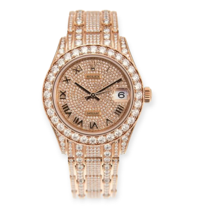 Pre-Owned Rolex DateJust Pearlmaster 34mm Rose Gold Paved Diamond-Set Dial & Bezel  81405RBR