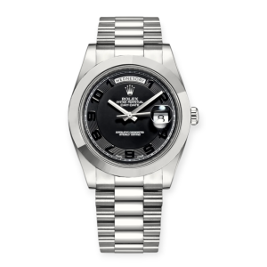 Pre-owned Rolex Day-Date 41mm Platinum Black Arabic Numeral Dial 218206-0003