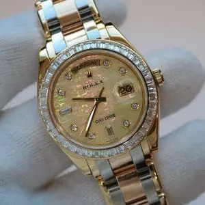 Pre-Owned Rolex Day Date Masterpiece Pearlmaster Tridor 39mm Yellow-MOP Diamond Dial 18958BR