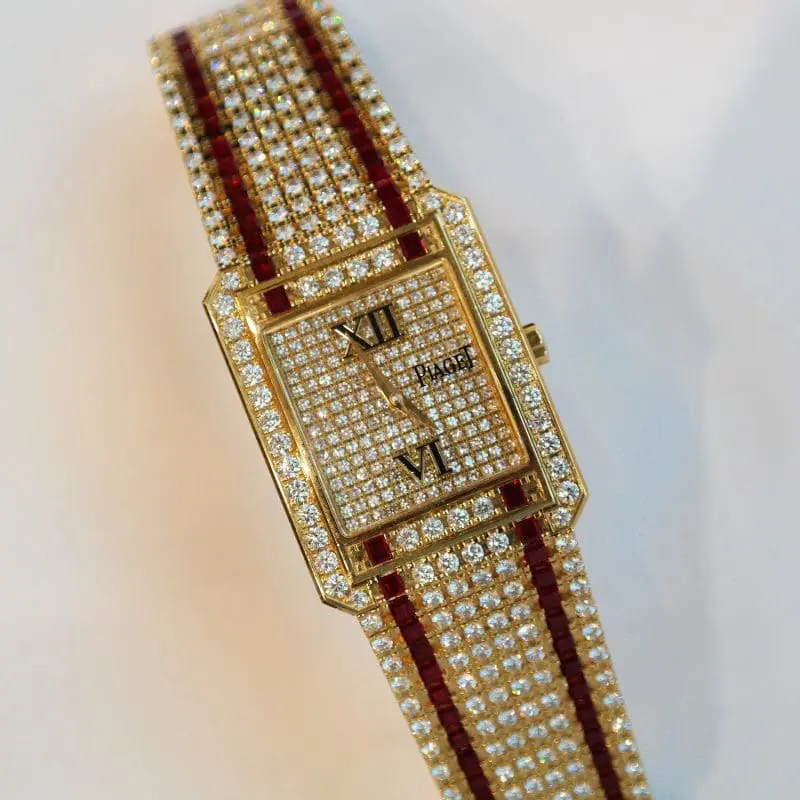 Pre-Owned Piaget Protocol Yellow Gold Paved Diamond Dial and Ruby Aftermarket 26200