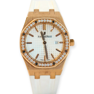 Pre-owned Audemars Piguet Royal Oak Rose Gold 33mm Diamond Bezel  67651OR.ZZ.D010CA.01