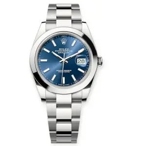 Pre-Owned Rolex DateJust 41mm Blue Index Dial Smooth Bezel Oyster 126300