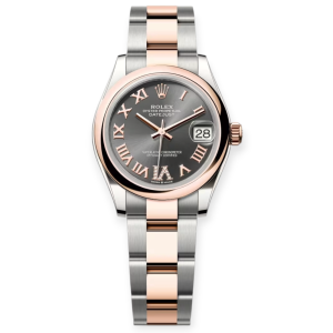 Pre-owned Rolex DateJust Steel & Rose Gold 31mm Rhodium-Roman Vl Diamond Dial Oyster 278241