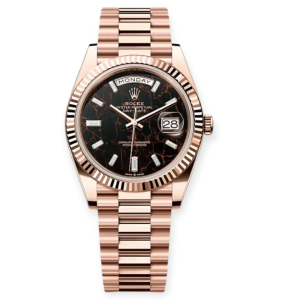Pre-owned Rolex DayDate Rose Gold 40mm Eisenkiesel Diamond-Set Dial President 228235-0045