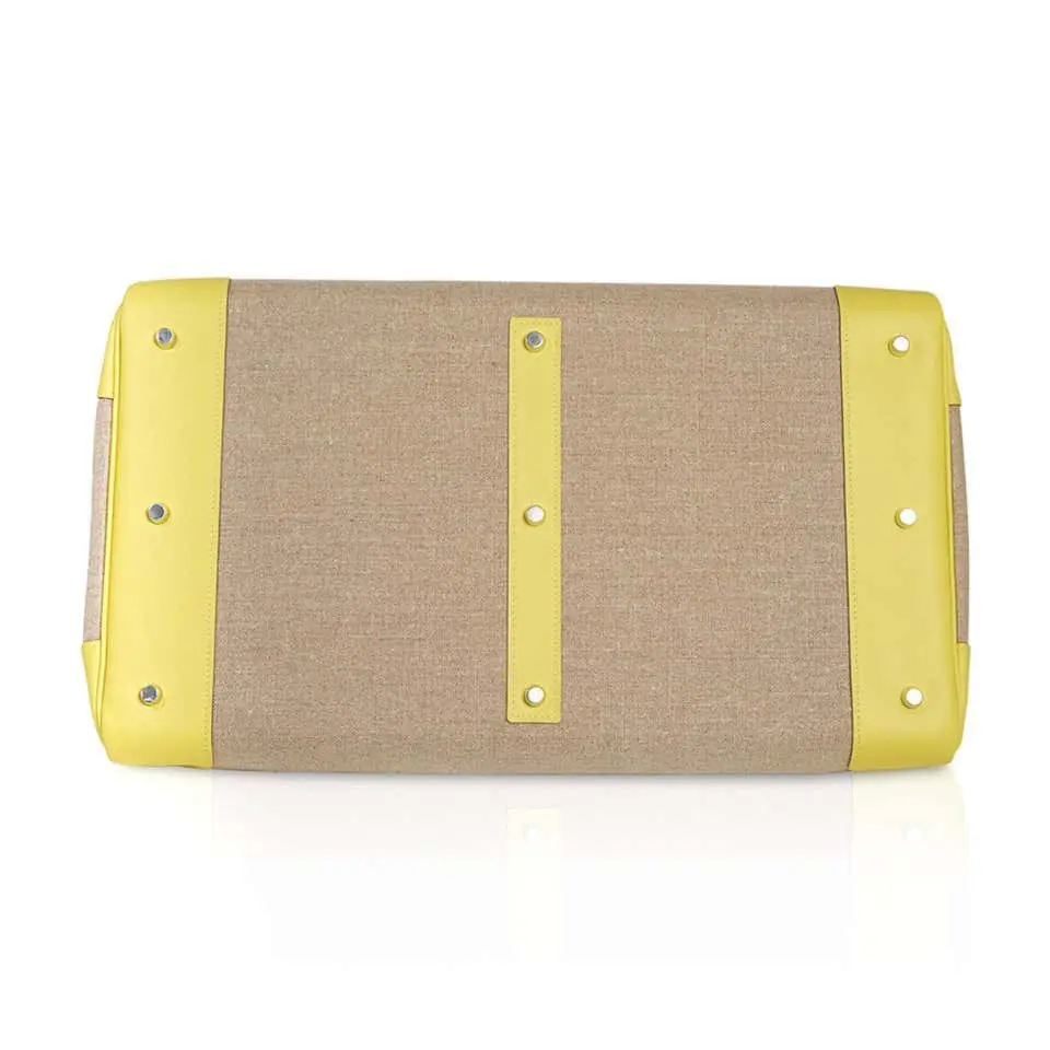 Pre-Owned Hermes Hac 40 Birkin Lime bag De Camp veau Evercolor Ficelle With Palladium Hardware - Image 5