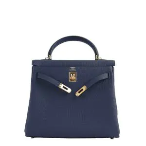 Pre-Owned Hermes Kelly 25 Bleu Nuit Togo Leather With Gold Hardware