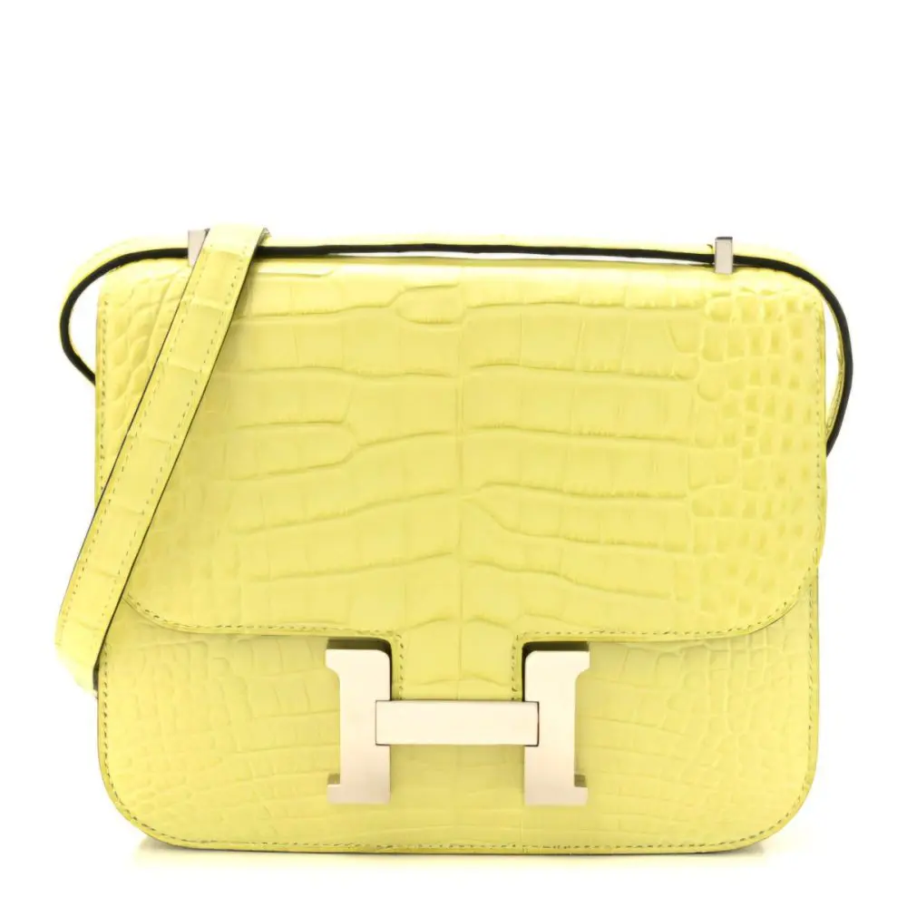 Pre-Owned Hermes Kelly Constance 24 Mimosa Matte Alligator With Palladium Hardware - Image 4