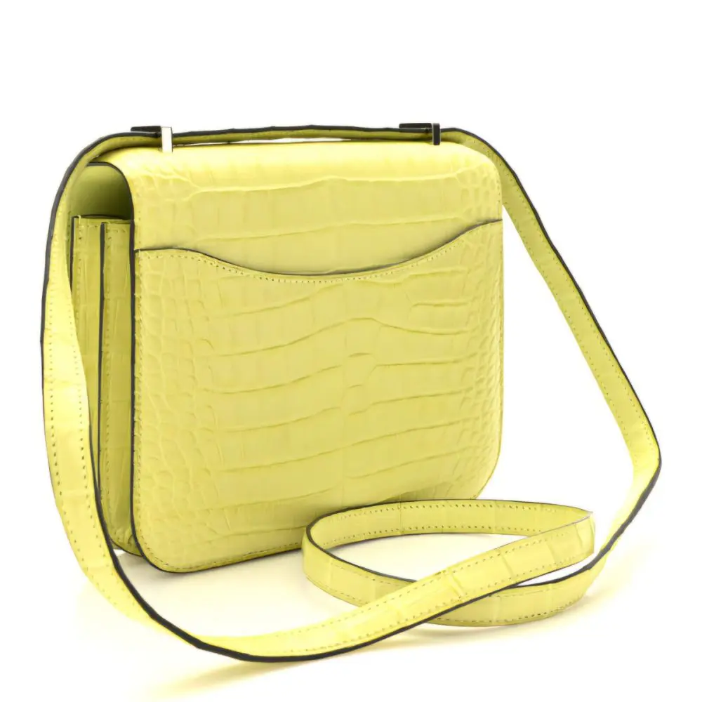 Pre-Owned Hermes Kelly Constance 24 Mimosa Matte Alligator With Palladium Hardware - Image 3