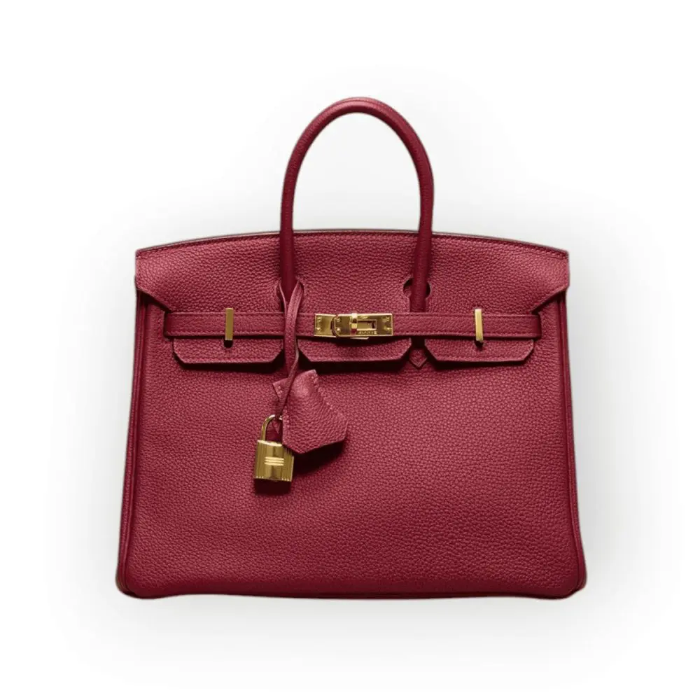 Pre-Owned Hermes Birkin 25 Veau Rubis Togo Gold Hardware