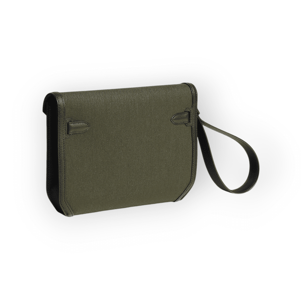 Pre-Owned Hermes Kelly 25 Depeche Vert Militaire Black Toile Togo - Image 4