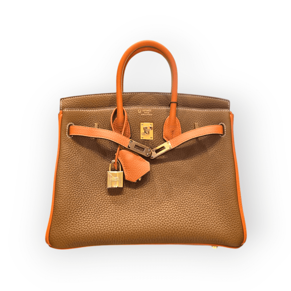 Pre-Owned Hermes Sac Birkin 25 Veau Perso Serie Togo Gold Hardware - Image 3