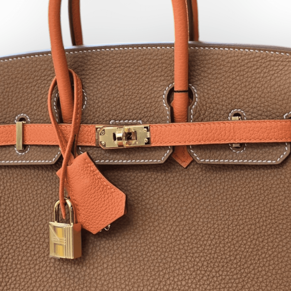 Pre-Owned Hermes Sac Birkin 25 Veau Perso Serie Togo Gold Hardware - Image 4