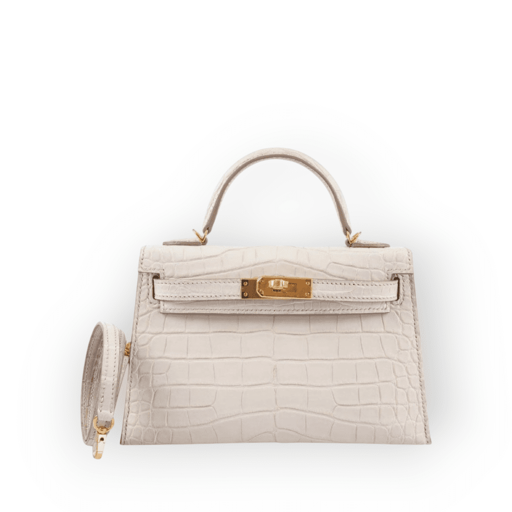 Pre-Owned Hermes Kelly Sellier 20 Beton Matte Alligator Gold Hardware