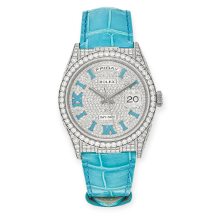 Pre-Owned Rolex DayDate 36mm White Gold Diamond Paved Dial 128159RBR