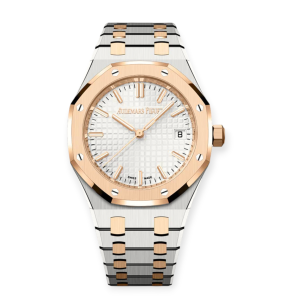 Pre-owned Audemars Piguet Royal Oak 34mm Steel & Rose Gold Silver Dial 77450SR.OO.1361SR.02