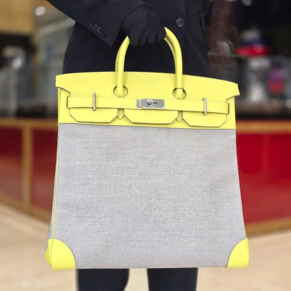 Hermes hac 40 Birkin Lime bag De Camp veau Evercolor Ficelle