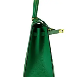 Pre-Owned Hermes Kelly 28 Epsom Green Bamboo With Gold Hardware