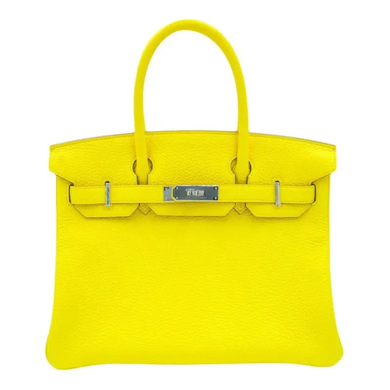 Pre-Owned Hermes Birkin 30 Lime Taurillon Clemence Leather With PHW