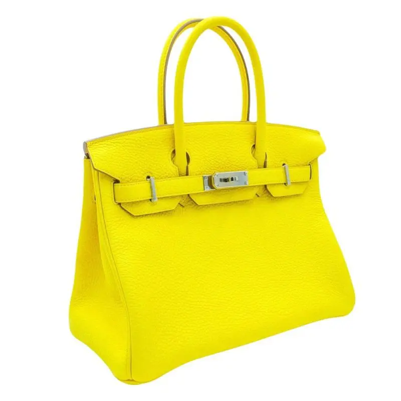 Pre-Owned Hermes Birkin 30 Lime Taurillon Clemence Leather With PHW