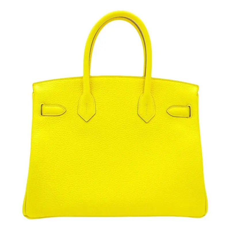 Pre-Owned Hermes Birkin 30 Lime Taurillon Clemence Leather With PHW