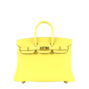 Pre-Owned Hermes Birkin 25 Veau Swift Lime With GHW