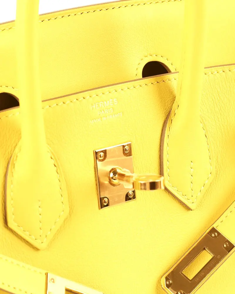 Pre-Owned Hermes Birkin 25 Veau Swift Lime With GHW