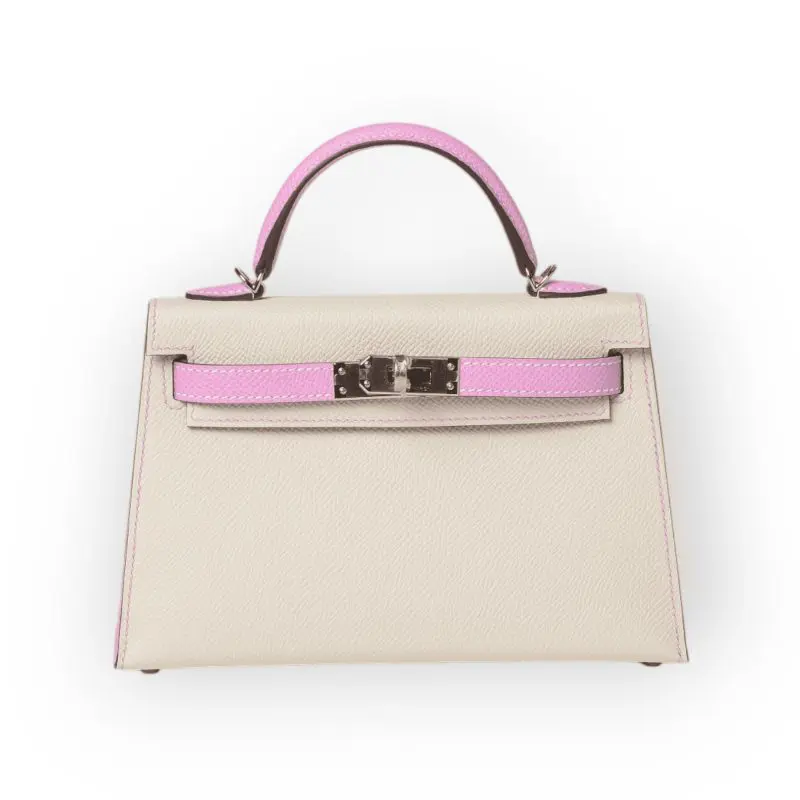 Pre-Owned Hermes Mini Kelly 20 Sellier Chevre Mysore/ Nata Rose Sakura Horseshoe With Gold Hardware