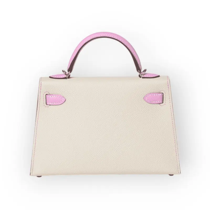Pre-Owned Hermes Mini Kelly 20 Sellier Chevre Mysore/ Nata Rose Sakura Horseshoe With Gold Hardware