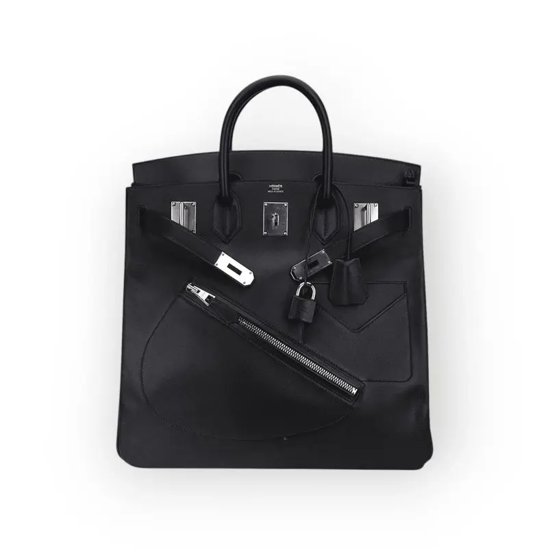 Pre-Owned Hermes Birkin 40 Hac Veau Volupto Leather "Rock'' With Palladium Hardware