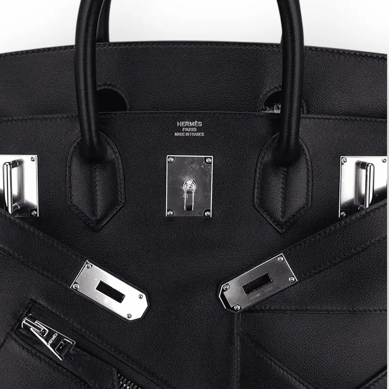 Pre-Owned Hermes Birkin 40 Hac Veau Volupto Leather "Rock'' With Palladium Hardware