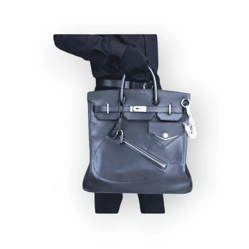 Pre-Owned Hermes Birkin 40 Hac Veau Volupto Leather "Rock'' With Palladium Hardware