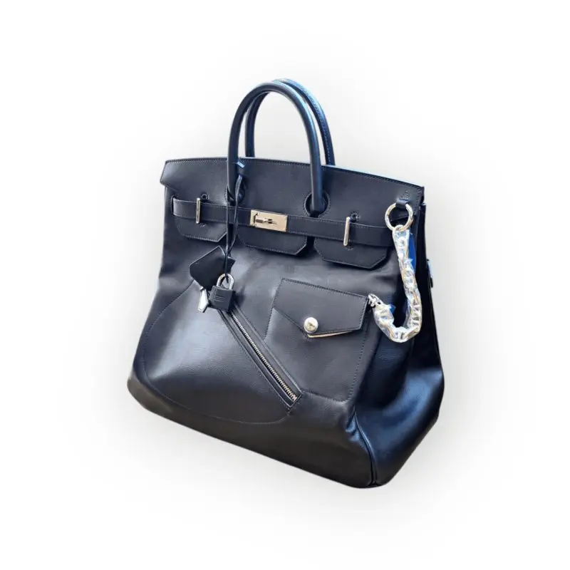 Pre-Owned Hermes Birkin 40 Hac Veau Volupto Leather "Rock'' With Palladium Hardware