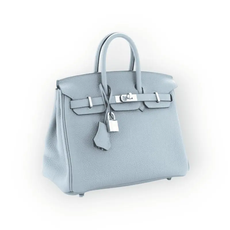 Pre-Owned Hermes Birkin 25 Blue Lin Verso Togo Leather PHW