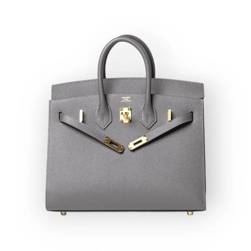 Pre-Owned Hermes Birkin 25 Sellier Gris Mayer Bag Epsom Leather GHW