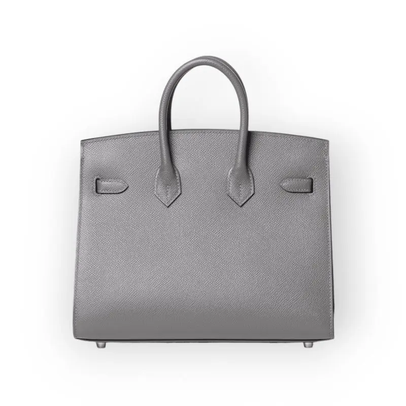 Pre-Owned Hermes Birkin 25 Sellier Gris Mayer Bag Epsom Leather GHW